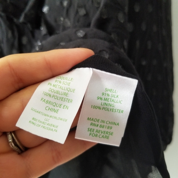 Lilly Pulitzer Olenna Silk Metallic Black Top XS - Picture 11 of 12